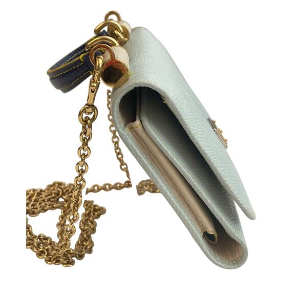 DOLCE & GABBANA Leather Blue Green Sicily Von Bag Cream Interior LIKE NEW - Picture 5 of 10